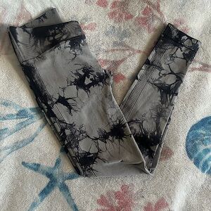 V waist Butt Lift Yoga Leggings Grey/Black Ankle Length Butt Scrunch Tie-dye